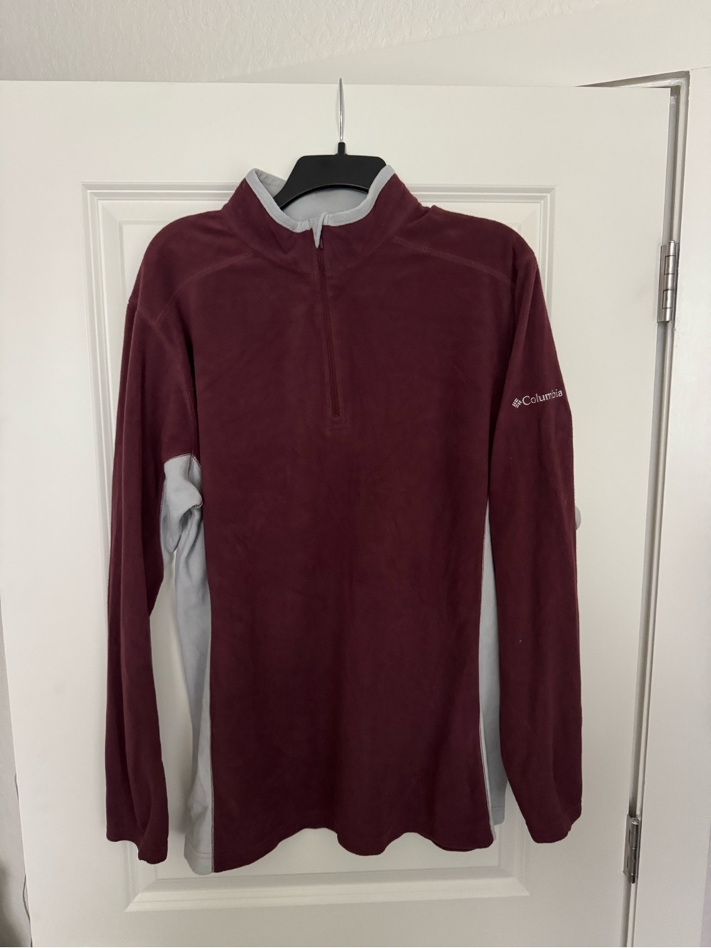 Columbia Men's Maroon and Light Gray 1/4 Zip Fleece Pullover